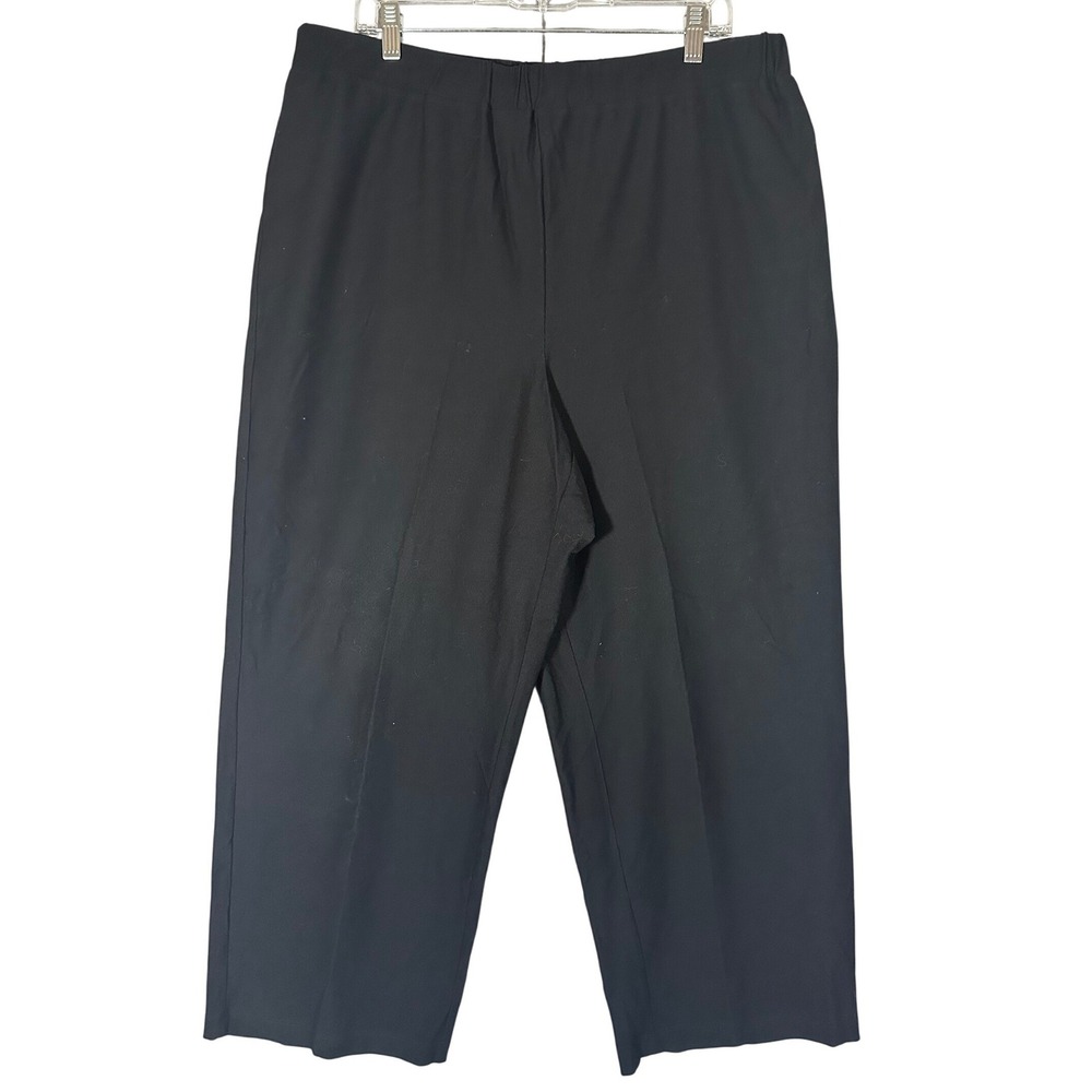 Eileen Fisher Woman Black Elastic Waist Pull On Crop Pants Sz 2X Minimal Capsule